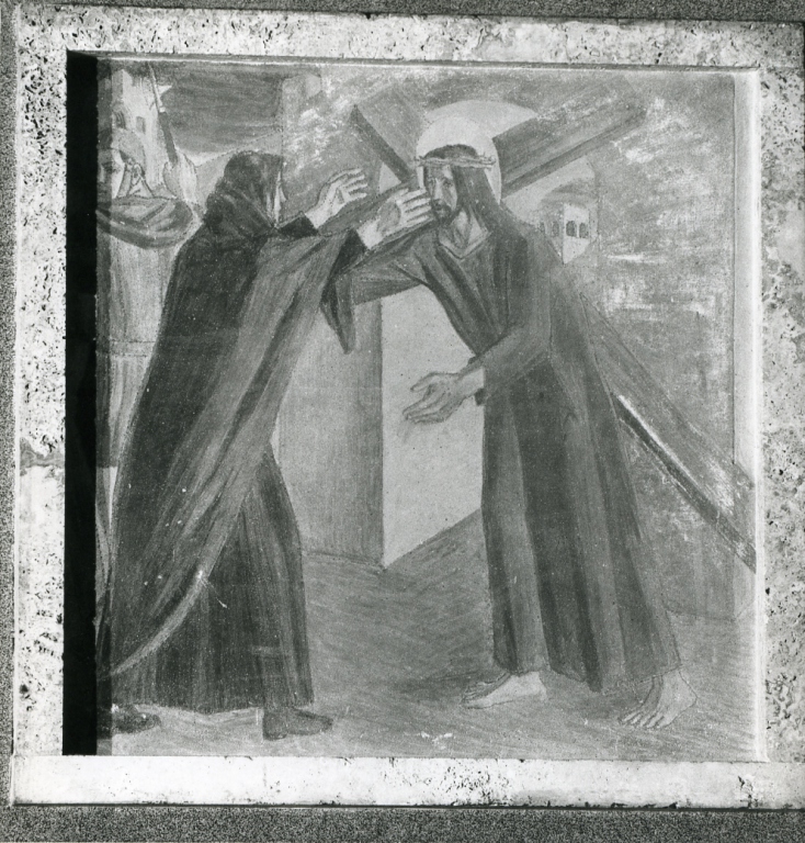 stazione IV: Gesù incontra la Madonna (dipinto) di Papi Federigo (sec. XX)
