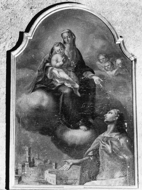 Madonna con personaggi che implorano il suo aiuto (dipinto) - ambito laziale (sec. XVIII)