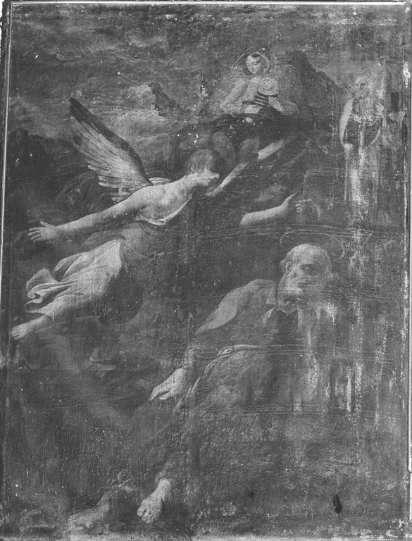 l'arcangelo Gabriele annuncia a San Giuseppe di fuggire in Egitto (dipinto) - ambito fiammingo (sec. XVII)