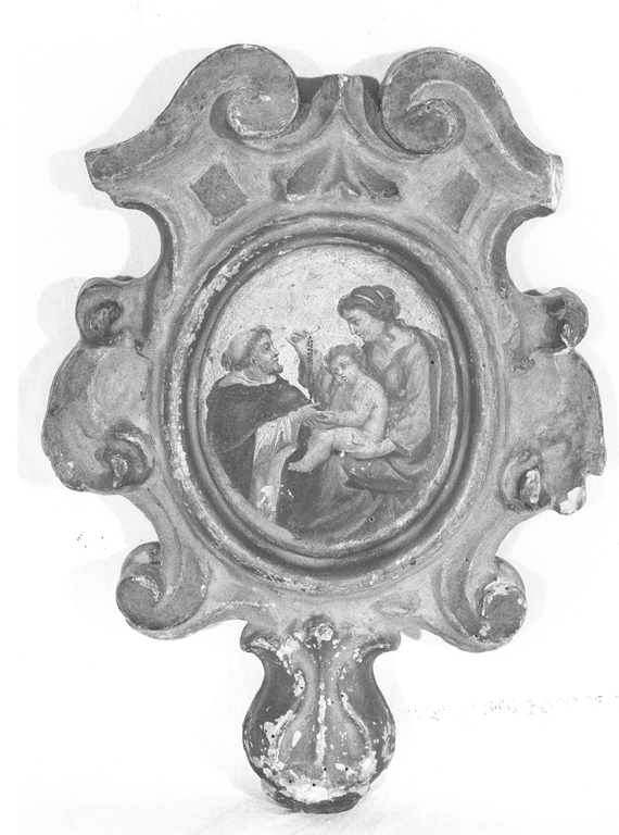 Madonna del Rosario e padre domenicano (insegna) - ambito viterbese (sec. XVIII)