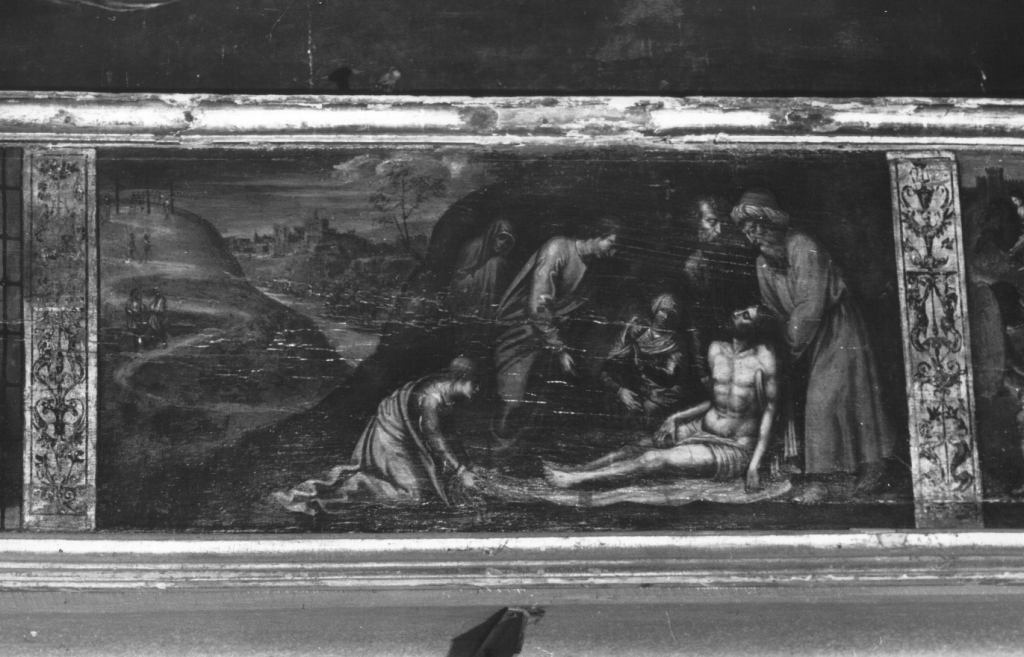 deposizione di Cristo nel sepolcro (dipinto) di Santoro Giacomo detto Jacopo Siculo (attribuito) (metà sec. XVI)