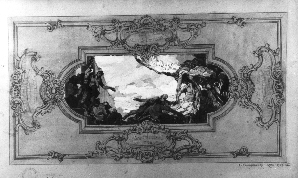 scena allegorica (dipinto) di Calcagnadoro Antonino (sec. XX)