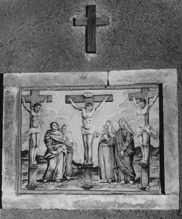 stazione XII: Gesù innalzato e morto in croce (dipinto) - ambito napoletano (secc. XVII/ XVIII)