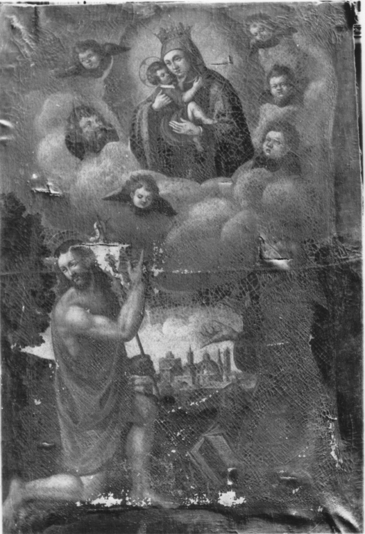 apparizione della Madonna col Bambino a San Francesco e a San Giovanni Battista (dipinto) - ambito abruzzese (fine sec. XVII)