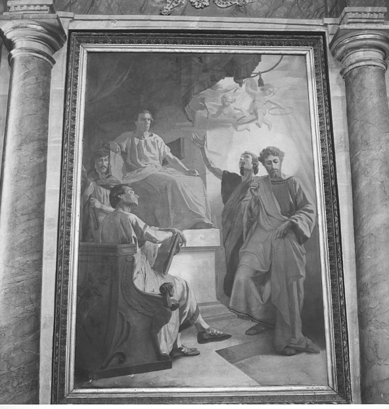 santi Crispino e Crispiniano (dipinto) di Monti Virginio (sec. XIX)