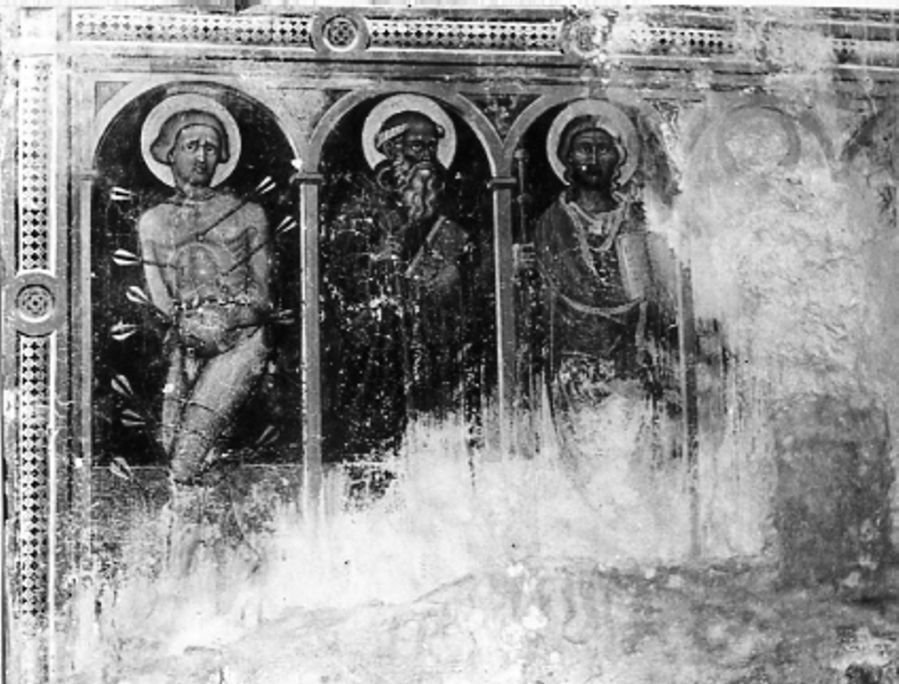 Cristo redentore con santi (dipinto, opera isolata) di Coleberti Pietro da Piperno (attribuito) (sec. XV)