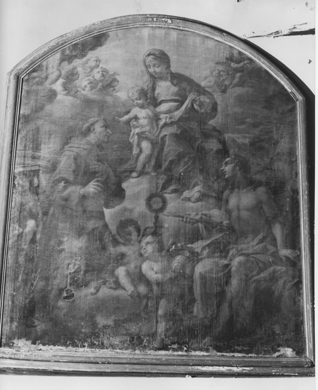 Madonna con Bambino tra angeli e Santi (dipinto, opera isolata) - ambito romano (sec. XVIII)