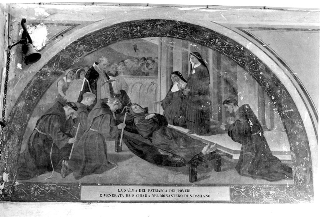 Santa Chiara venera la salma di San Francesco d'Assisi (dipinto, ciclo) di Grillotti Ludovico (sec. XX)