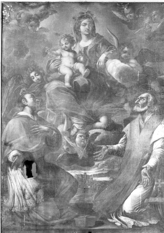 Madonna con Bambino tra i SS. Carlo Borromeo e Filippo Neri (dipinto) - ambito romano (sec. XVIII)