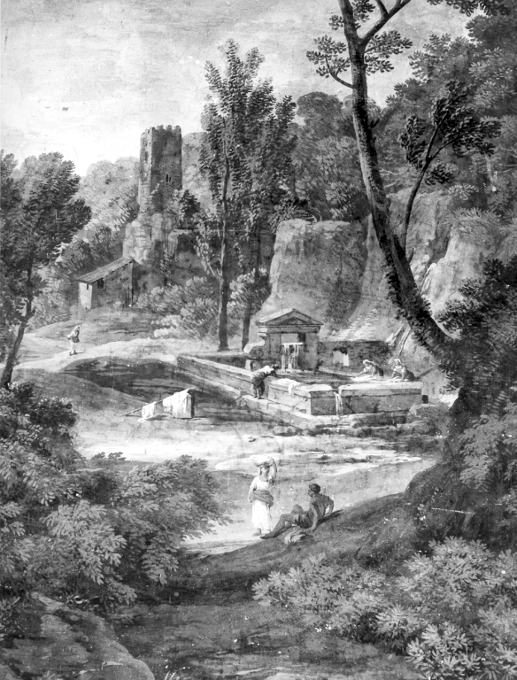 Paesaggi con fontana (dipinto) di Heldmann Ignazio detto Bavarese (sec. XVIII)