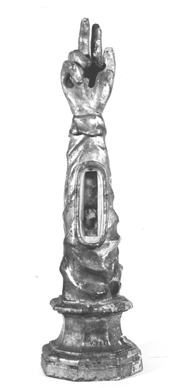reliquiario antropomorfo - a braccio, serie - ambito laziale (sec. XVIII)