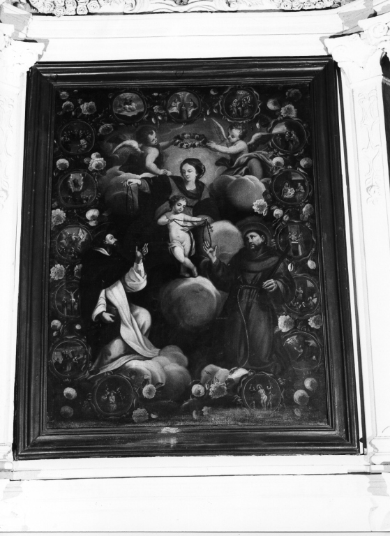 Madonna del Rosario con San Domenico e devoti (dipinto) - ambito romano (seconda metà sec. XVIII)