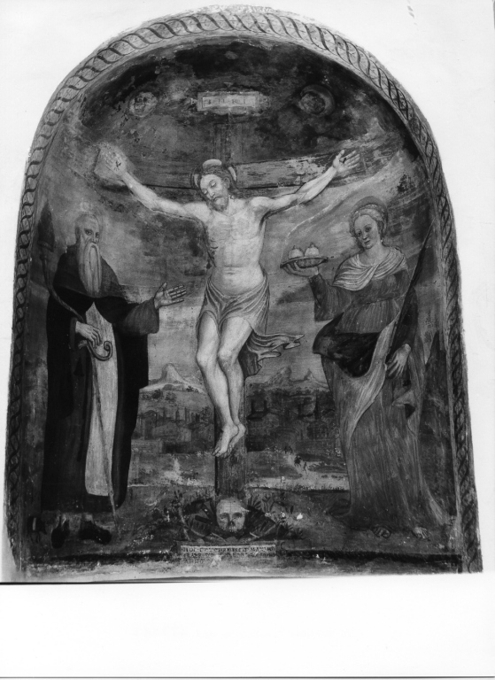 Cristo crocifisso (dipinto, complesso decorativo) - ambito laziale (terzo quarto sec. XVI)
