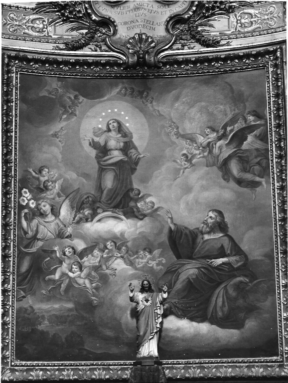 Madonna Immacolata appare a San Giovanni Evangelista nell'isola di Patmos (pala d'altare) di Cianti Michelangelo (fine sec. XIX)