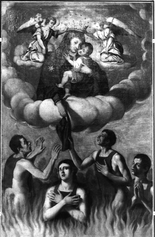 Madonna con Bambino, angeli e anime del purgatorio (dipinto) di Guerra Orazio (sec. XVII)