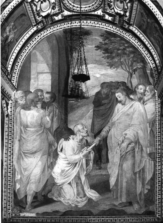 Cristo consegna le chiavi a San Pietro (dipinto) di Zecca Orazio (metà sec. XVII)