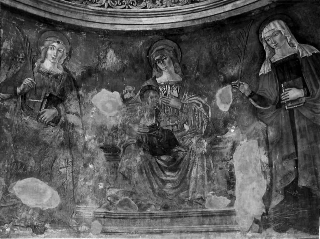 Madonna con Bambino in trono tra santi (decorazione pittorica, ciclo) di Aquili Antonio detto Antoniazzo Romano (scuola) (fine/inizio secc. XV/ XVI)