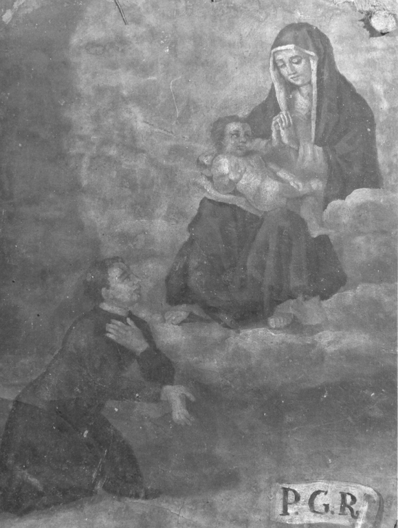 Madonna di Capo D'Acqua con bambino e sacerdote (ex voto) - ambito laziale (sec. XVIII)