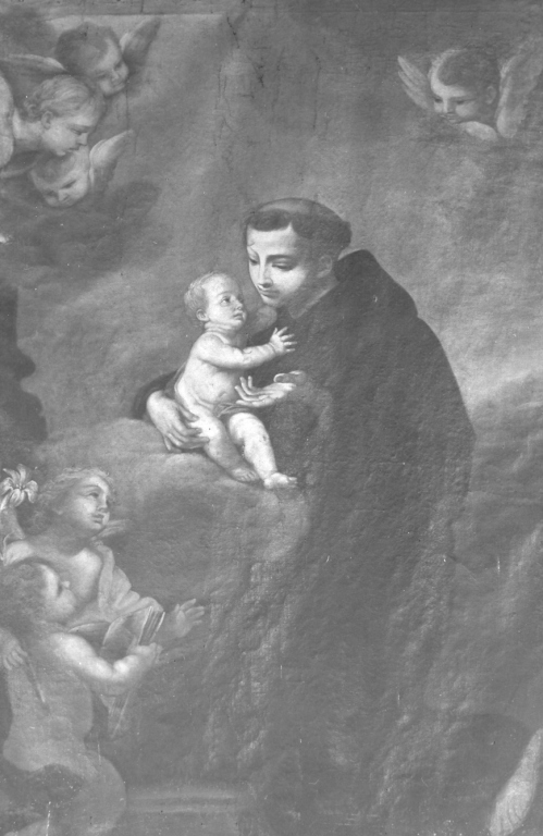 Sant'Antonio da Padova con il bambino (dipinto) - ambito laziale (metà sec. XVIII)