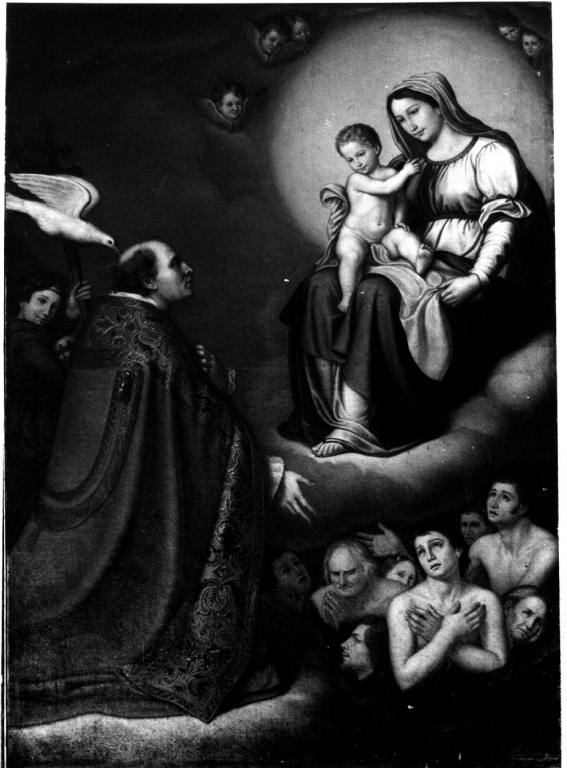 San Gregorio intercede per le anime del Purgatorio presso la Madonna (dipinto) di Bianchi Antonio (seconda metà sec. XIX)