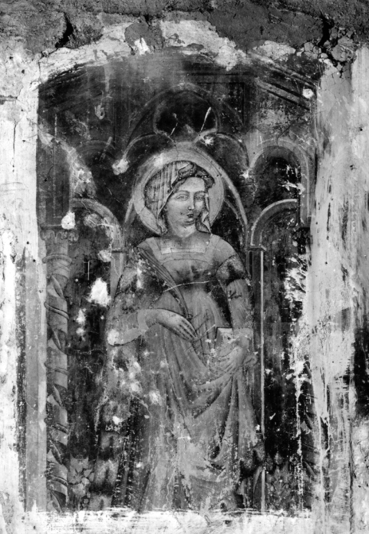 Santa martire (dipinto, frammento) - ambito laziale (sec. XIV)