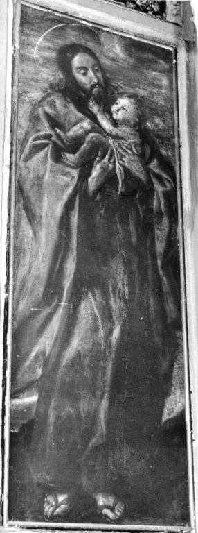 Santo con Gesù Bambino (dipinto, complesso decorativo) - ambito laziale (sec. XVII)