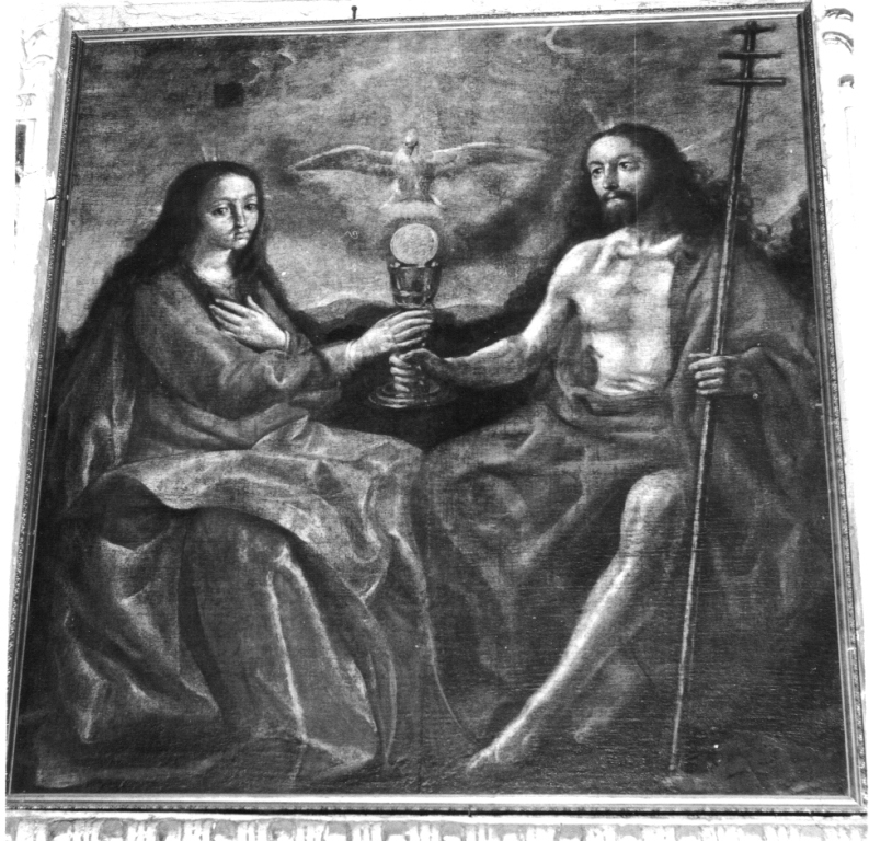 SS.Sacramento tra Cristo e la Madonna (dipinto, complesso decorativo) - ambito laziale (sec. XVII)