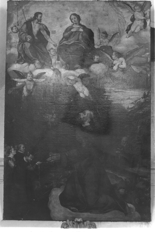 San Francesco d'Assisi riceve il cordone da frate (dipinto) - ambito laziale (sec. XVII)