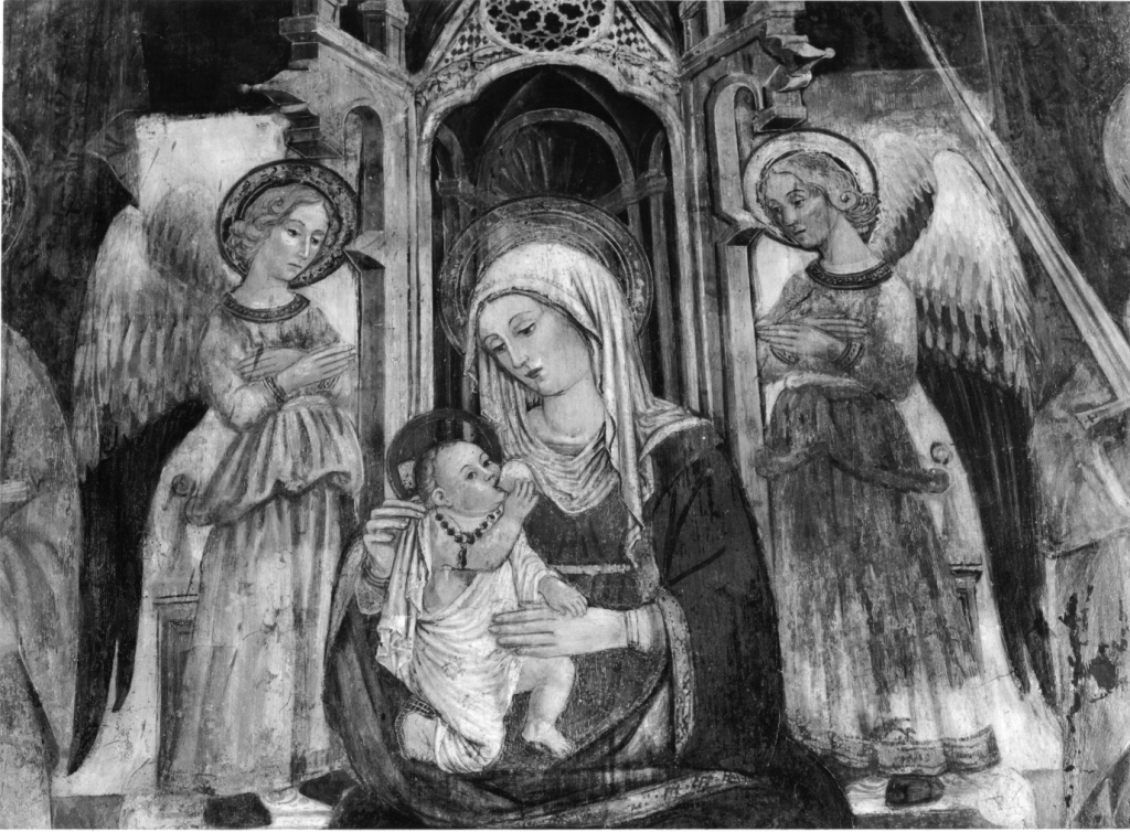 Madonna che allatta tra i santi Pietro e Paolo (dipinto) - ambito umbro-marchigiano (sec. XV)