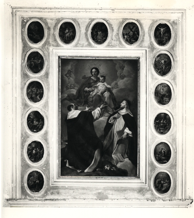 Madonna in gloria tra San Giacomo e Santa Chiara (dipinto) di Cades Giuseppe (attribuito) (seconda metà sec. XVIII)