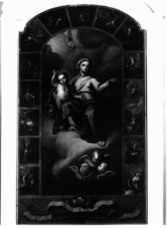 Madonna del Rosario e misteri del rosario (dipinto) - ambito romano (seconda metà sec. XVIII)