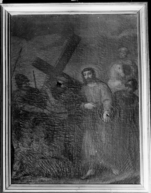stazione V: Gesù aiutato da Simone il Cireneo a portare la croce (dipinto) - ambito laziale (sec. XVIII)
