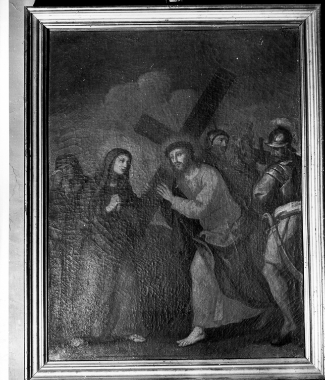 stazione IV: Gesù incontra la Madonna (dipinto) - ambito laziale (sec. XVIII)