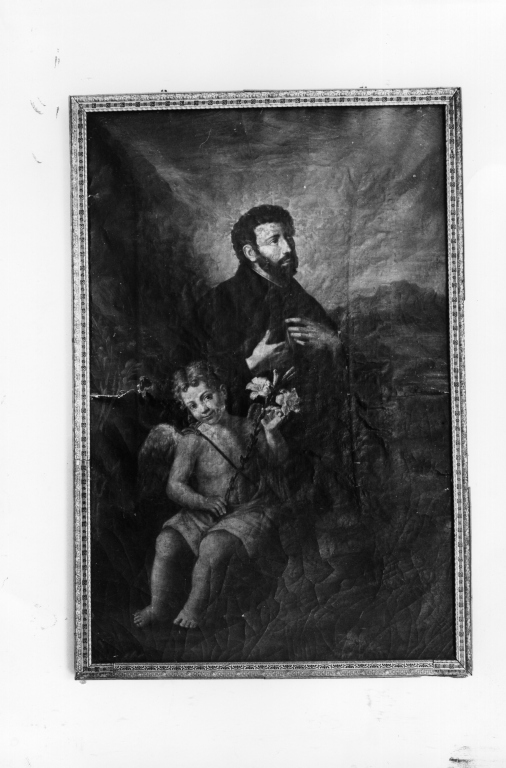 Sant'Antonio da Padova con angelo (dipinto) - ambito laziale (sec. XVII)