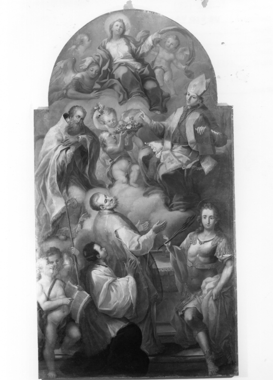Apparizione della Madonna del Rosario a santo vescovo (dipinto) - ambito napoletano (secondo quarto sec. XVIII)