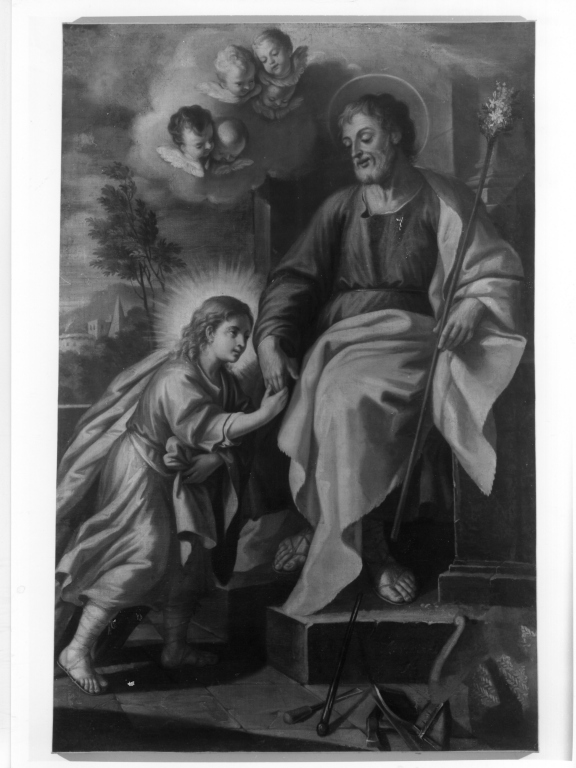 San Giuseppe e Gesù Bambino (dipinto) di Traversi Gaspare (scuola) (secondo quarto sec. XVIII)