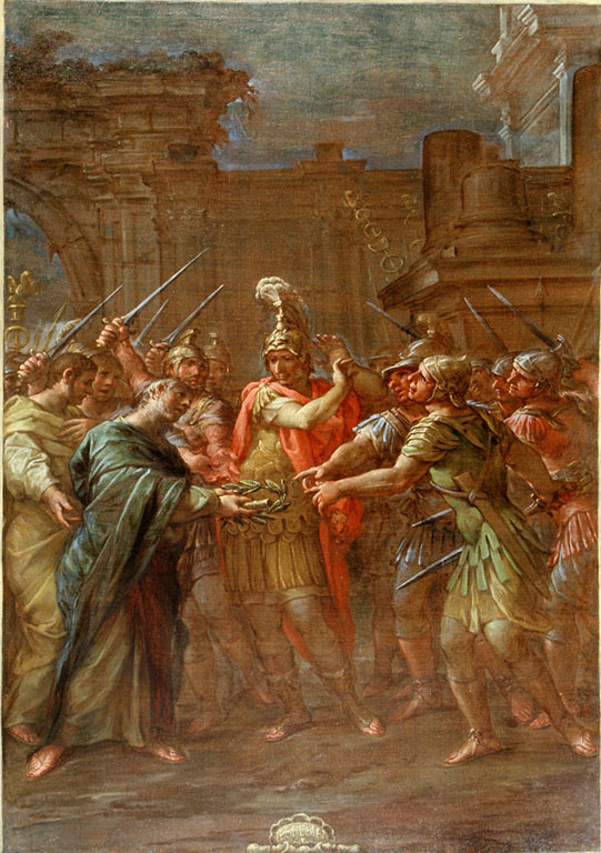 episodio della vita dell'imperatore Tiberio (dipinto) di Baldi Lazzaro (sec. XVII)