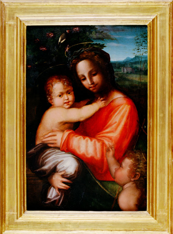 Madonna con Bambino e San Giovannino (dipinto) di Foschi Sigismondo (sec. XVI)