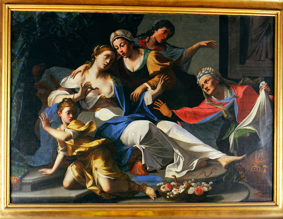 Cleopatra si fa pungere da aspidi (dipinto) di Muratori Domenico Maria (sec. XVIII)