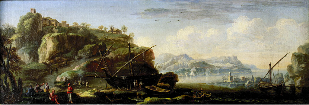 paesaggio marino (dipinto) di Manglard Adrien (cerchia) (secc. XVII/ XVIII)