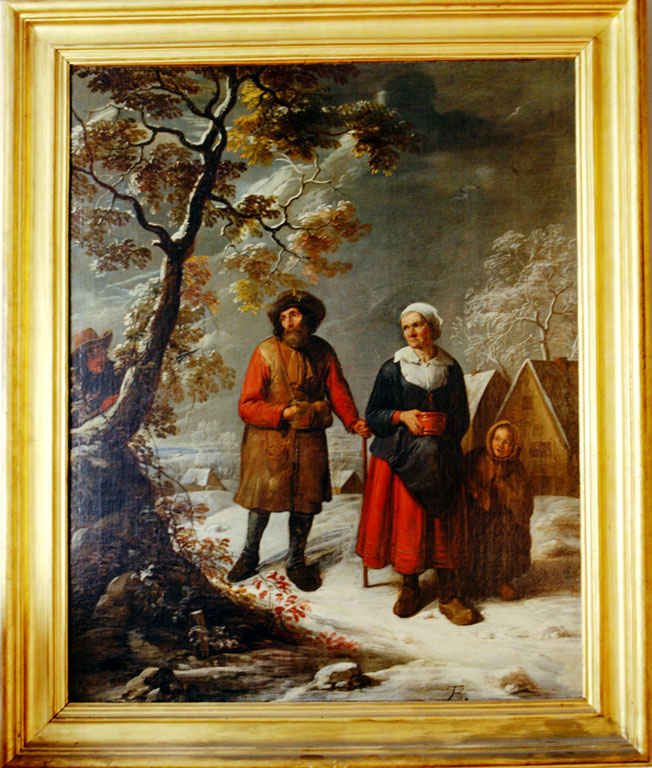agguato sulla neve (dipinto) - ambito fiammingo (secc. XVII/ XVIII)