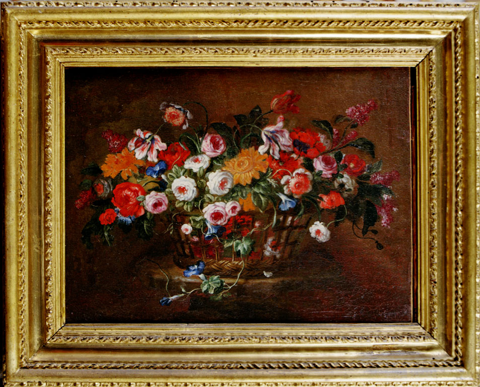 cesto con fiori (dipinto) di Valinotti Stanchi Giovanni (fine/inizio secc. XVII/ XVIII)