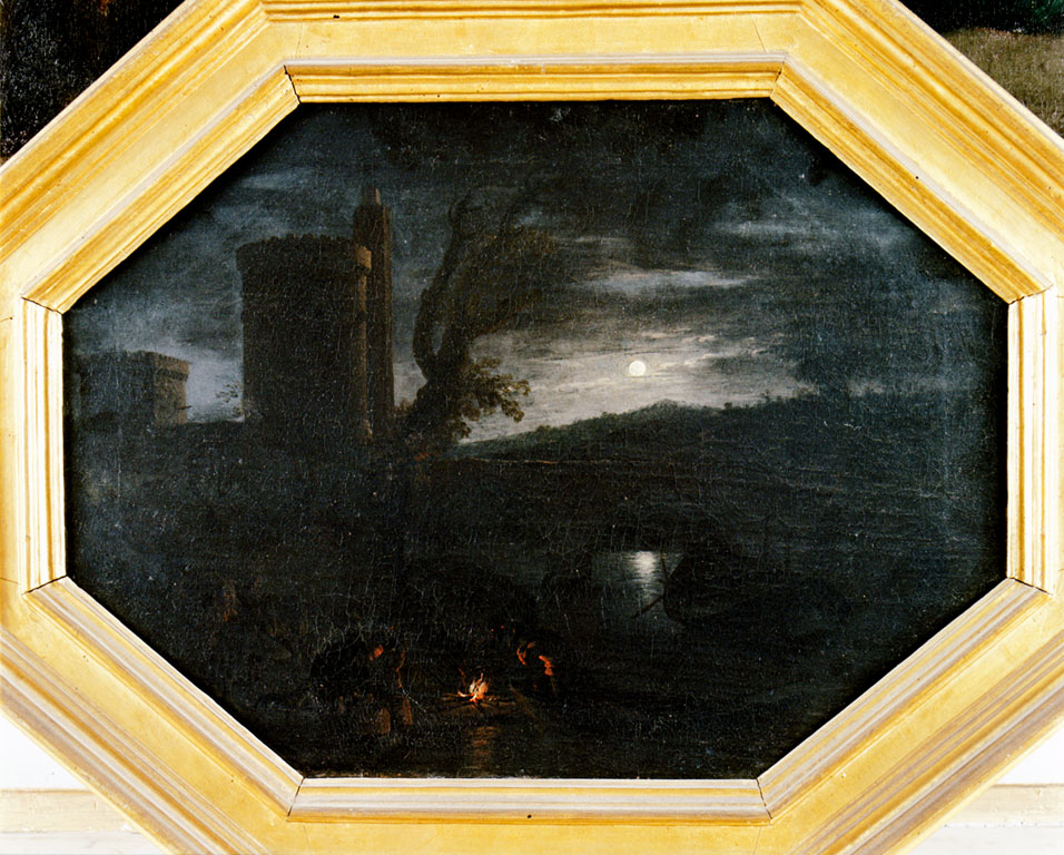 paesaggio notturno (dipinto) di Van Laer Pieter Jacobsz detto Bamboccio (secc. XVI/ XVII)