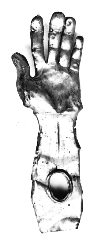 reliquiario antropomorfo - a mano, coppia - ambito laziale (secc. XVII/ XVIII)