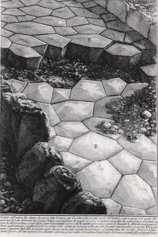 pavimentazione dell'antica via Appia (stampa, serie) di Piranesi Giovanni Battista (prima metà sec. XX)