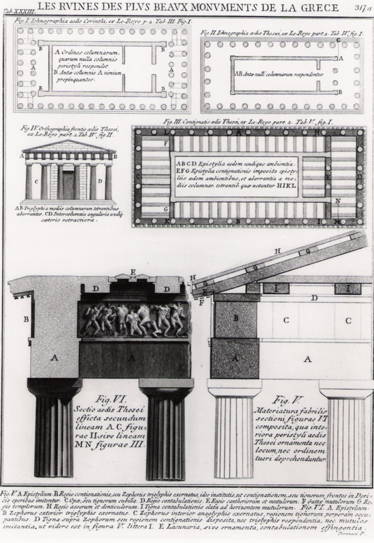 piante, alzati e dettagli di vari templi greco-dorici (stampa) di Piranesi Giovanni Battista (prima metà sec. XX)