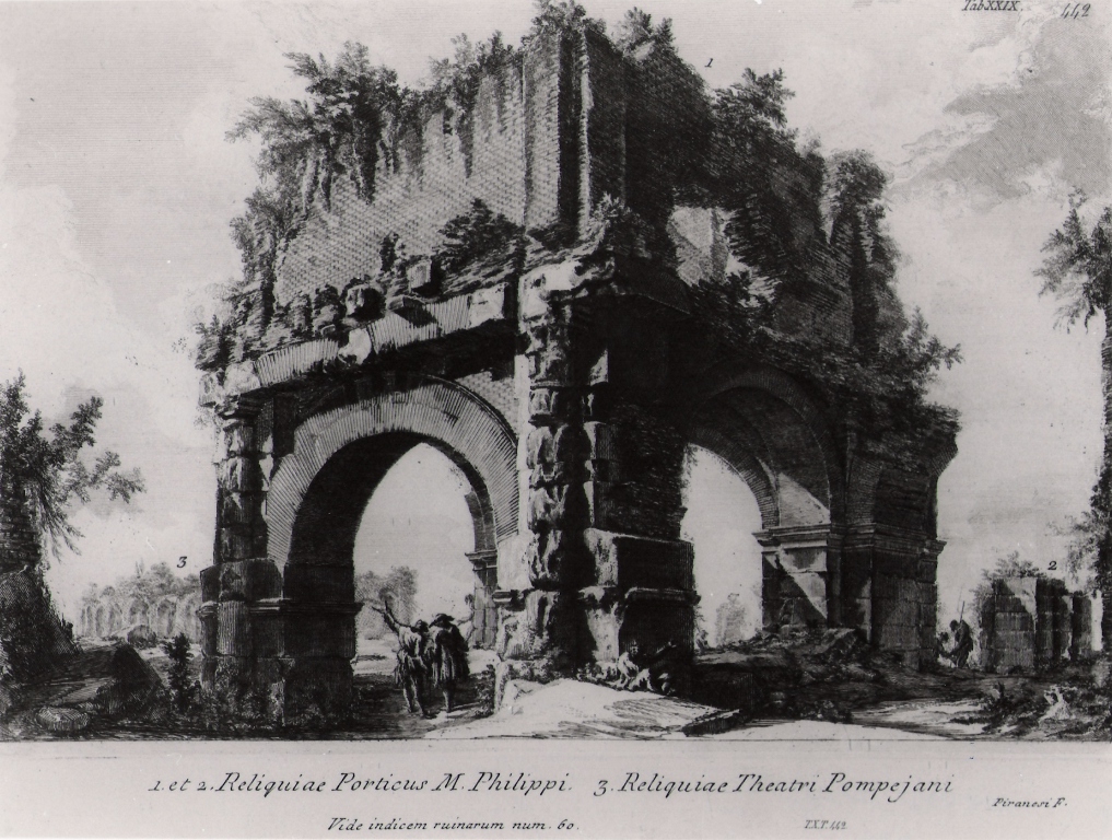 resti del portico di Marco Filippo (stampa, serie) di Piranesi Giovanni Battista (prima metà sec. XX)