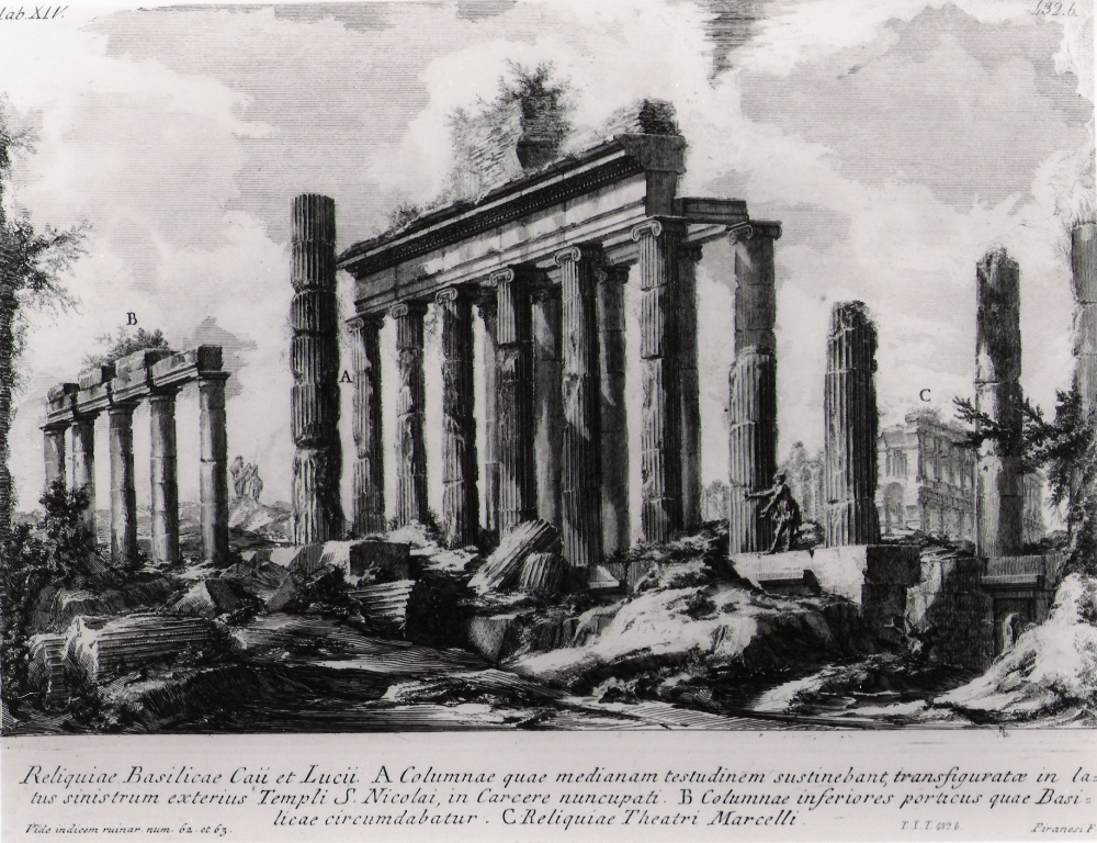 resti della basilica di Caio e Lucio (stampa, serie) di Piranesi Giovanni Battista (prima metà sec. XX)