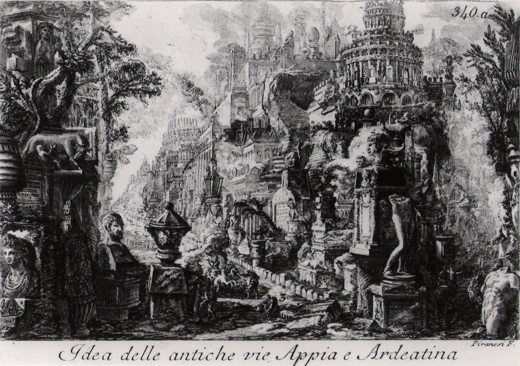 idea dell'antica via Appia e Ardeatina (stampa) di Piranesi Giovanni Battista (prima metà sec. XX)