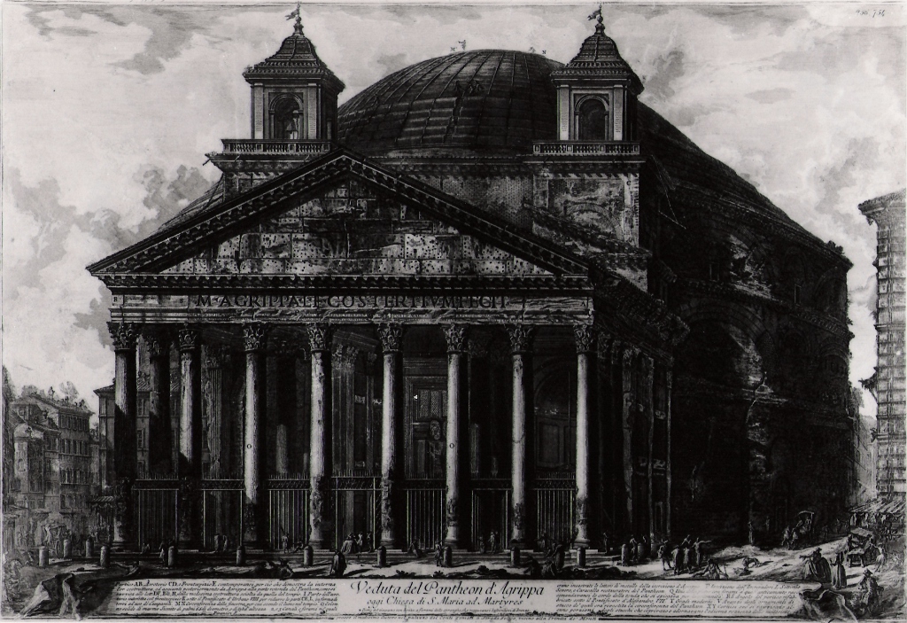 veduta del Pantheon di Agrippa oggi chiesa di Santa Maria ad Martyres (stampa) di Piranesi Giovanni Battista (prima metà sec. XX)